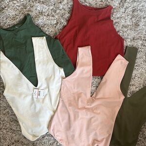 Free People Bodysuit Set - Green, Pink, Red, & White
